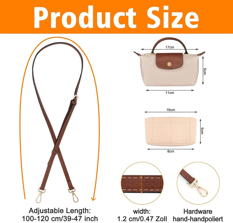 BBKON 2Sets Shoulder Strap for Longchamp Bag Women, Purse Organizer, No-Punch Length Adjustable Leather Replacement Strap - Image 5